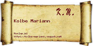 Kolbe Mariann névjegykártya